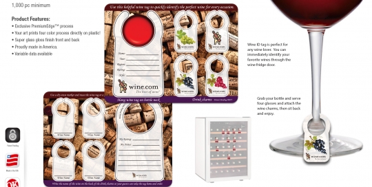 Custom Wine Bottle Tags and Drink Charm Set