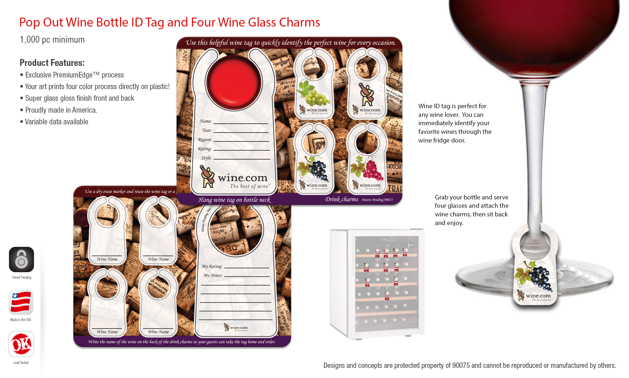 Custom Wine Bottle Tags and Drink Charm Set