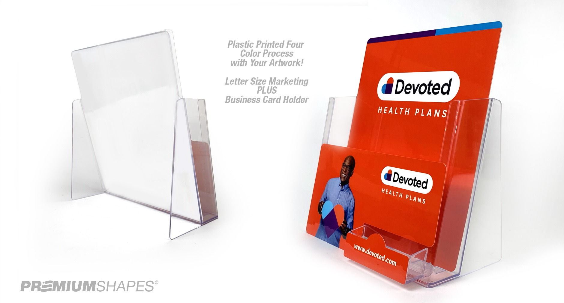 Custom acrylic brochure holder printed full color with your artwork.