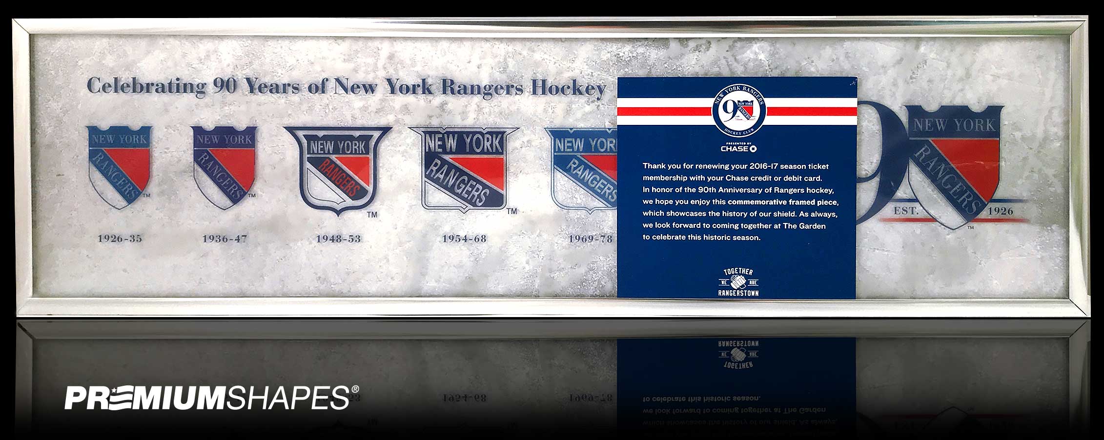 This Rangers season ticket holder gift had an amazing 3D effect. We took 5 different layers of plastic to give the season ticket holders something they would want to hang on their wall.